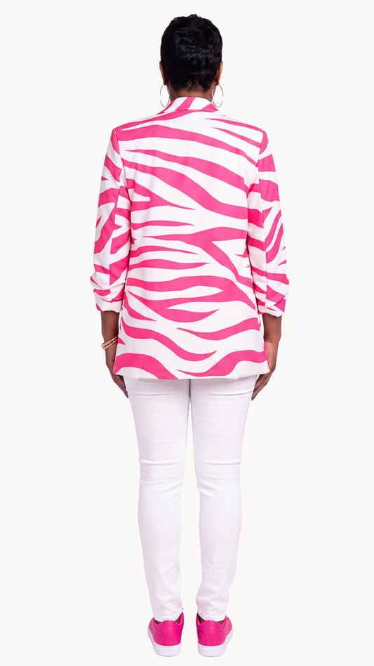 Audacity Ruched-Sleeve Blazer