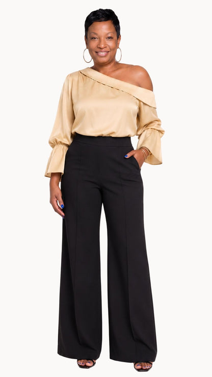 Camille Pintuck Wide-Leg Trouser