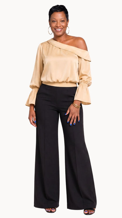 Camille Pintuck Wide-Leg Trouser